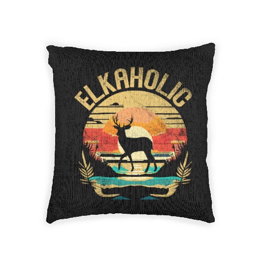 Elk Hunting Elkaholic Hunters Woven Pillows