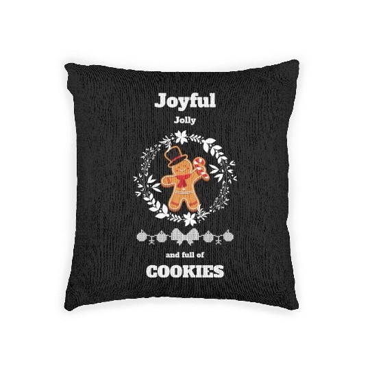 Joyful jolly and full of cookies Woven Pillows