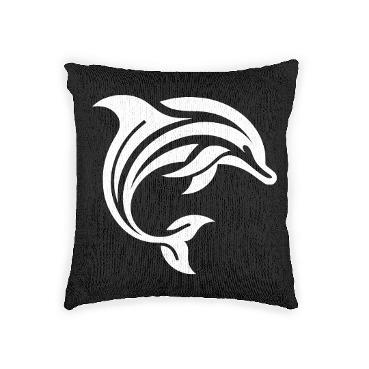 Diver T Tattoo Style Dolphin Jumping Woven Pillows