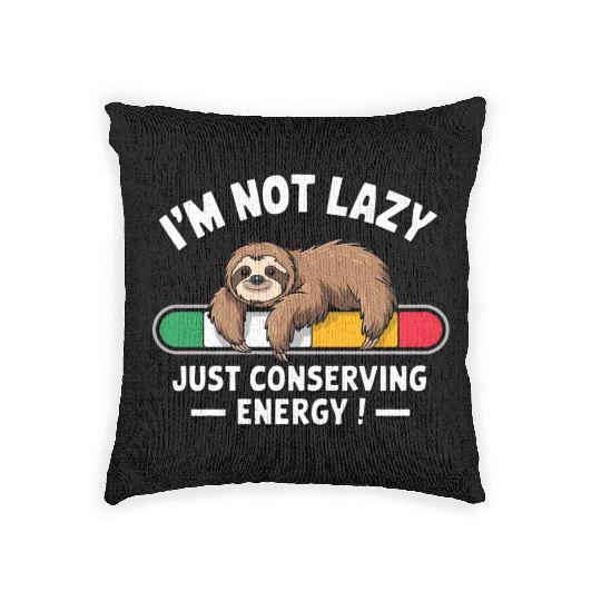 Funny Sloth Energy Saving Graphic - Lazy Vibes Des Woven Pillows