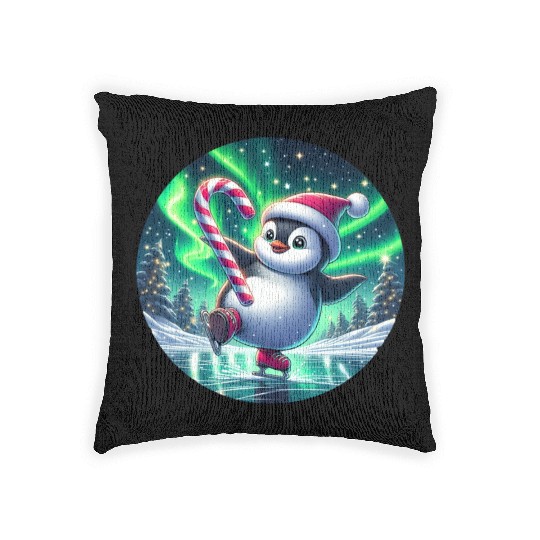 Penguin's Northern Lights Skate Woven Pillows