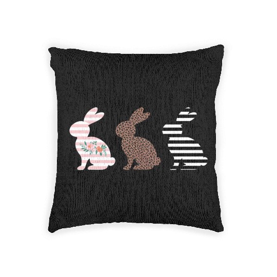 Happy Easter Cute Easter Leopard Bunny Rabbit Woven Pillows