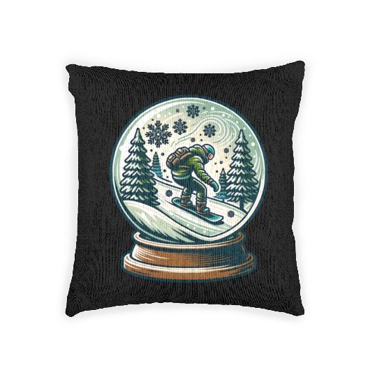 Snowboarding Adventure in Winter Wonderland Woven Pillows