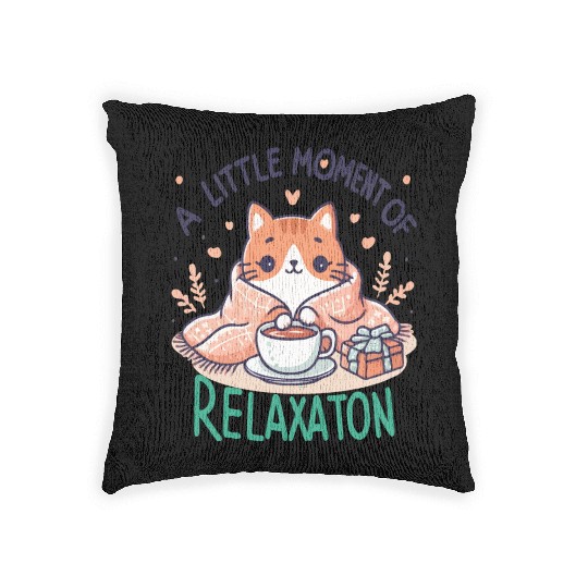 gift idea funny quote relaxation design kawaii cat Woven Pillows