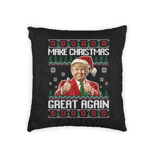 Make Christmas Great Again Xmas Funny Trump Woven Pillows