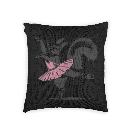 charming squirrel in a pink ballet dress Woven Pillows