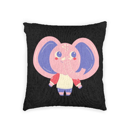Cute Cardboard Elephant Woven Pillows