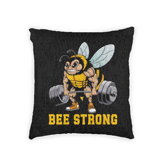 Bee Strong Gym Fitness Bodybuilding Woven Pillows