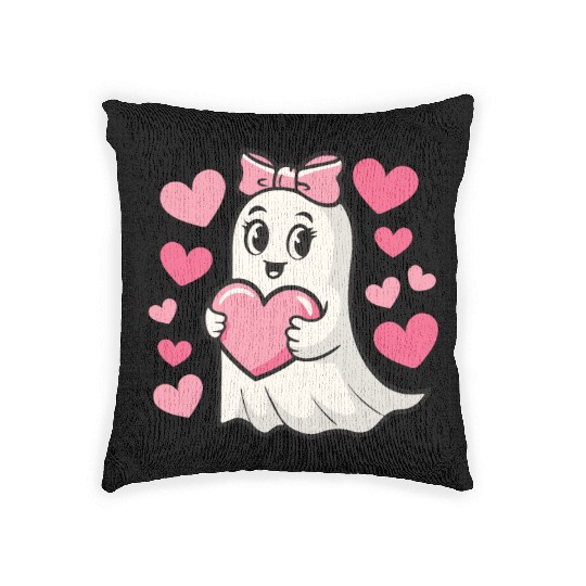 Ghost Heart, Valentines Day, Retro Valentines Woven Pillows