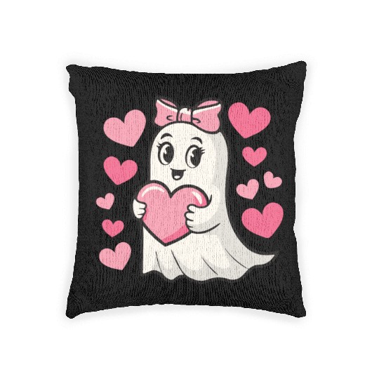 Ghost Heart, Valentines Day, Retro Valentines Woven Pillows