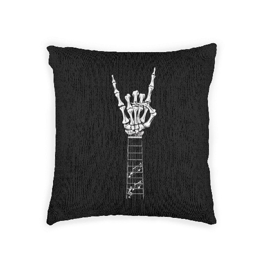 Skeleton Guitar Player Bones Guitarist Musician Woven Pillows