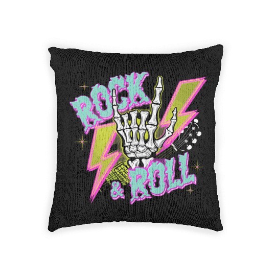 Skeleton Guitar Player Bones Guitarist Musician Woven Pillows