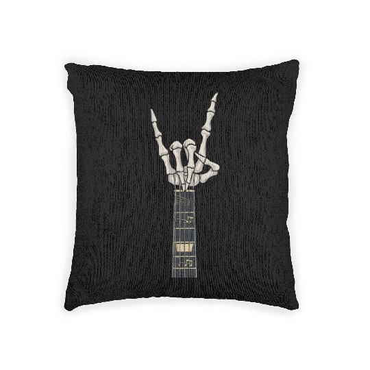 Skeleton Guitar Player Bones Guitarist Musician Woven Pillows