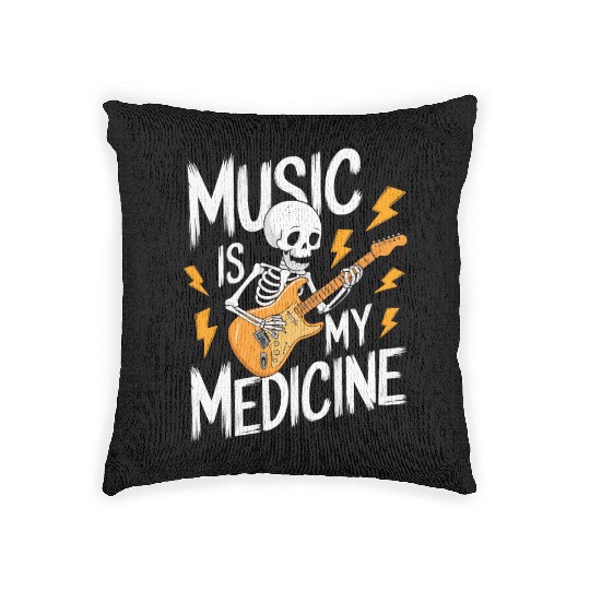 Skeleton Guitar Player Bones Guitarist Musician Woven Pillows