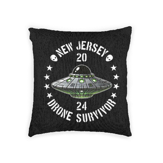 New Jersey Drone Survivor | NJ Drones Aliens UAPs Woven Pillows