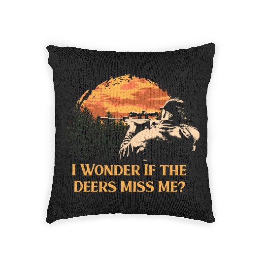 I Wonder If the Deers Miss Elk Hunting Antler Hunt Woven Pillows