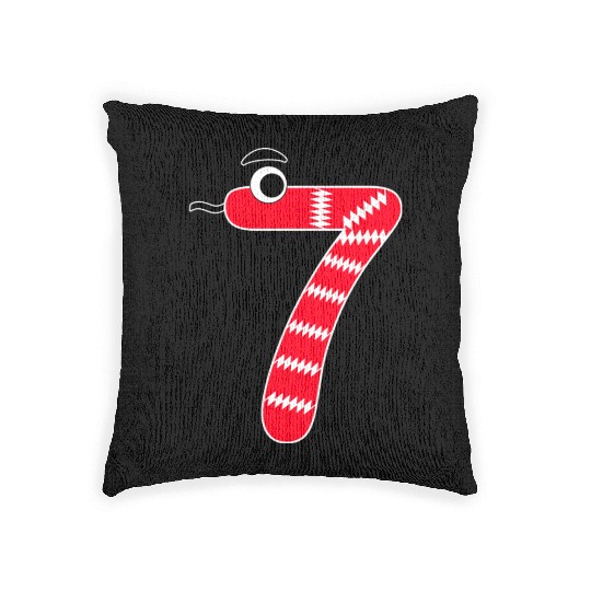 Playful Red Number Seven Graphic Woven Pillows