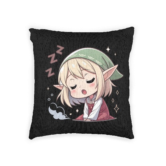 Sleepy Sprite: Cute Elf Napping So Lovingly Woven Pillows