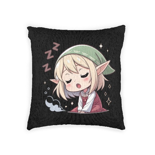 Sleepy Sprite: Cute Elf Napping So Lovingly Woven Pillows
