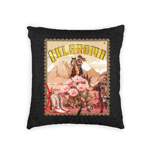Oklahoma Cowgirl Stamp Woven Pillows