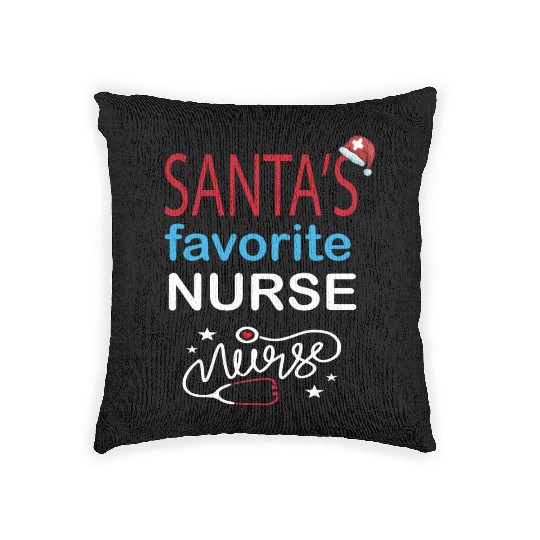 Christmas SANTA'S FAVORITE NURSE Woven Pillows