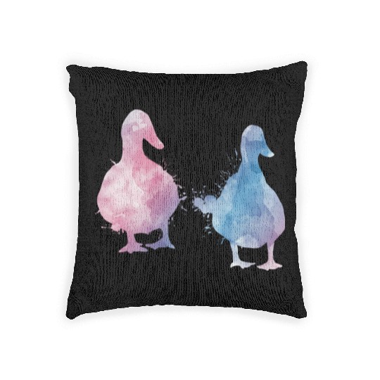 DEC-6 Watercolor Ducks Woven Pillows