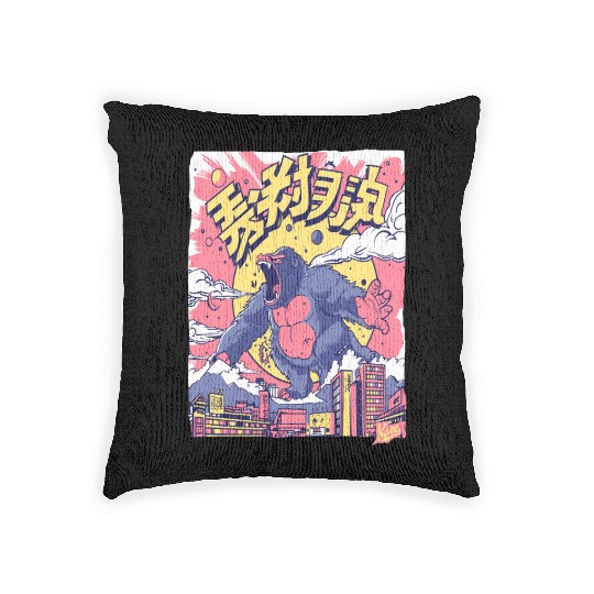Kaiju Gorilla – Neon City Rampage Woven Pillows