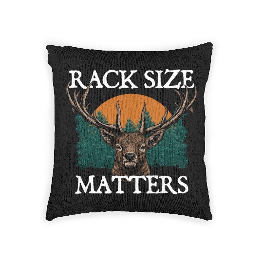 Rack Size Matters Deer Hunting Elk Hunter Memes Woven Pillows