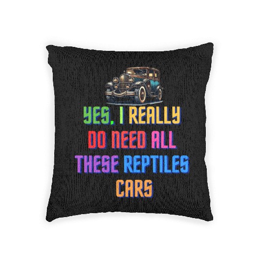Quirky Car and Reptile Enthusiast Humor Woven Pillows