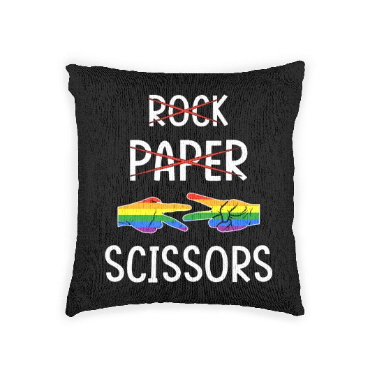 LGBTQ Lesbian Rock Paper Scissors Woven Pillows
