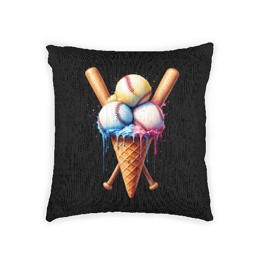 Baseball Ice Cream Woven Pillows