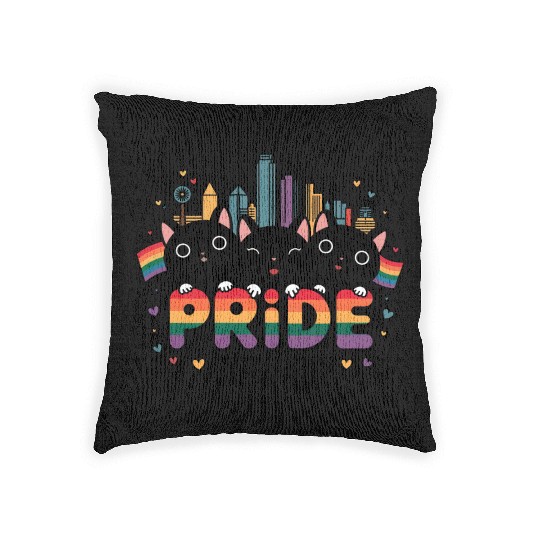 Pride of Dallas City Texas USA Rainbow Flag Woven Pillows