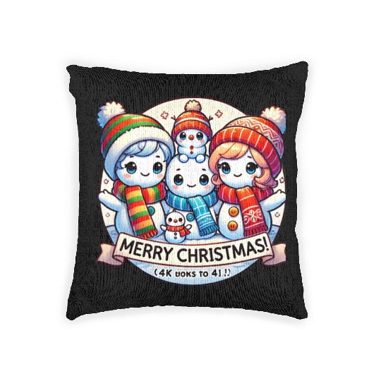 Cute Snowman Family Christmas Delight Woven Pillows