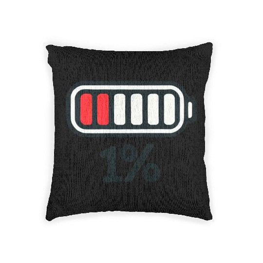 Low Battery Icon with 1% Charge Woven Pillows