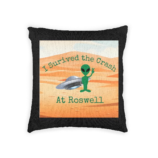 I Survived the Crash at Roswell in Desert Woven Pillows