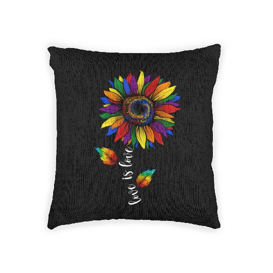 Rainbow Sunflower Love Is Love LGBT Pride Woven Pillows
