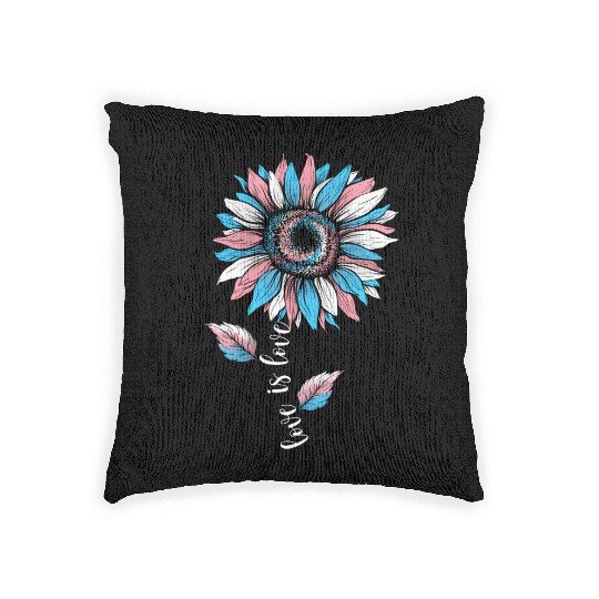 Rainbow Sunflower Love Is Love LGBT Pride Woven Pillows