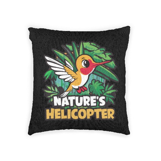 Hummingbird Humor Nature's Helicopter Tropical Woven Pillows