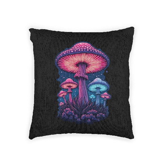 Vivid Mushroom Woven Pillows