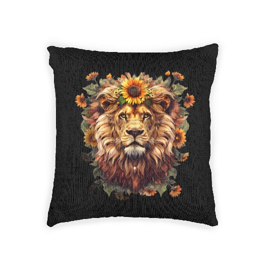 Sunflower Lion Vintage Woven Pillows