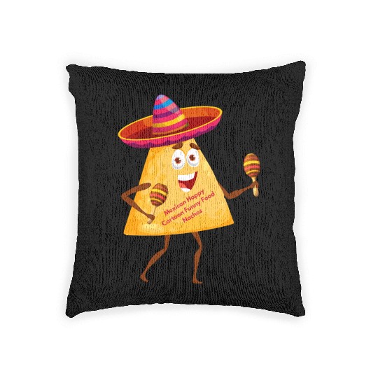 Mexican Happy Cartoon Funny Food Nachos Character Woven Pillows