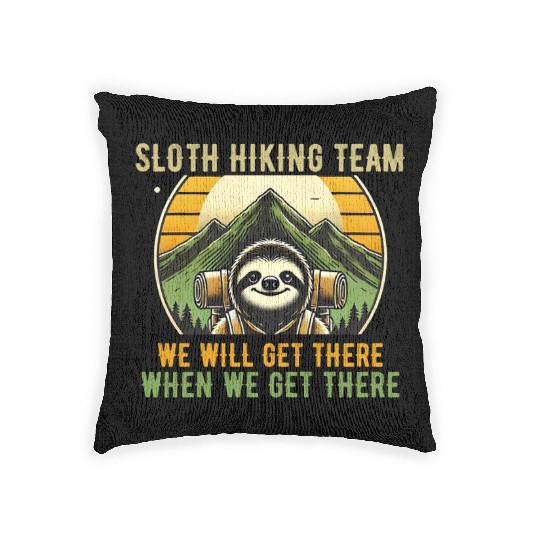Sloth Hiking Team - Outdoor Adventure Woven Pillows