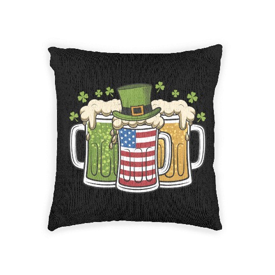 Irish Beer Ireland USA American Flag St Patrick's Woven Pillows