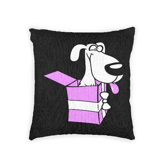 Dog Pet Gift Box Funny Crazy Surprise Fun Puppy Woven Pillows