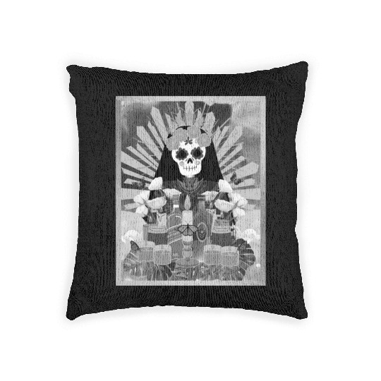 Butterfly Black and White Santa Muerte Woven Pillows