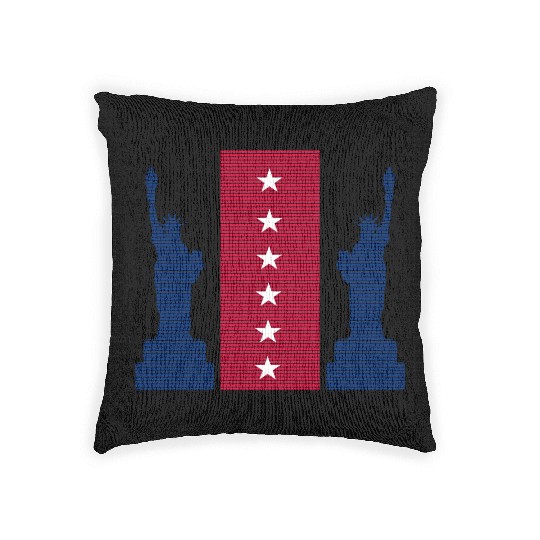 Stylized Statue of Liberty Graphic Design Woven Pillows