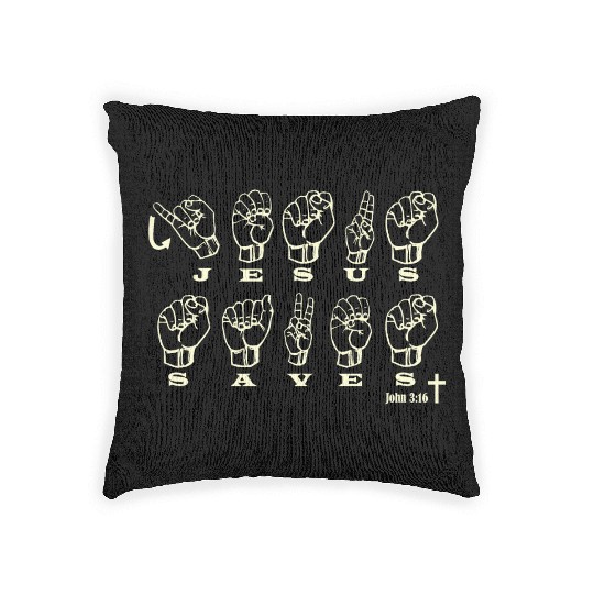 ASL Sign Language, Jesus Saves, John 3:16 Woven Pillows