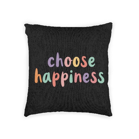 Choose Happiness Retro Colorful Pastel Kids Woven Pillows