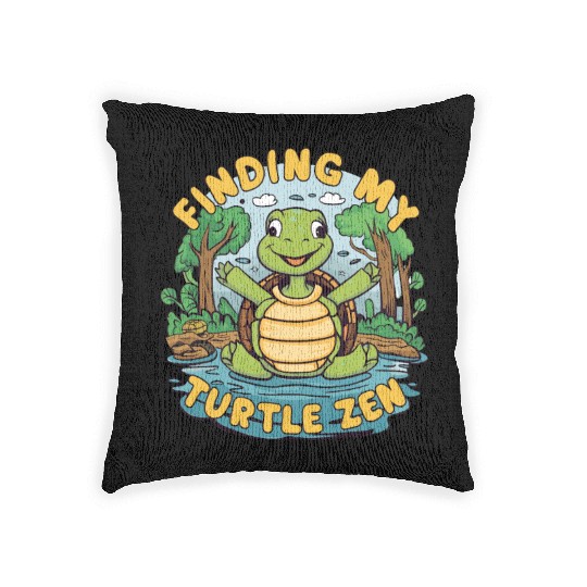 Finding My Turtle Zen Cute Meditation Relaxation Woven Pillows