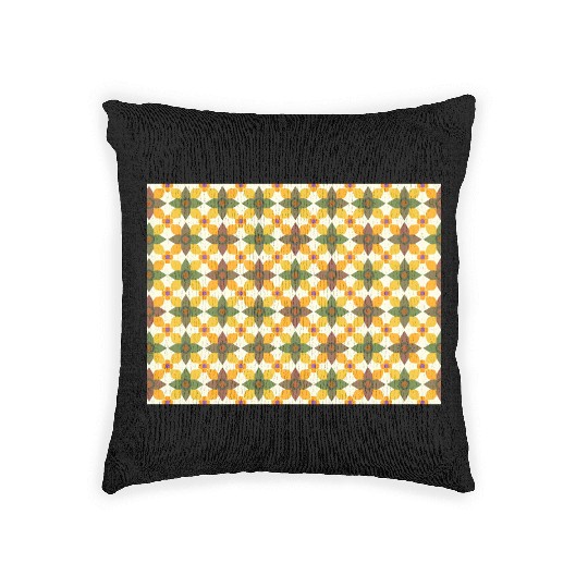 A colorful mixture of yellow green brown orange Woven Pillows